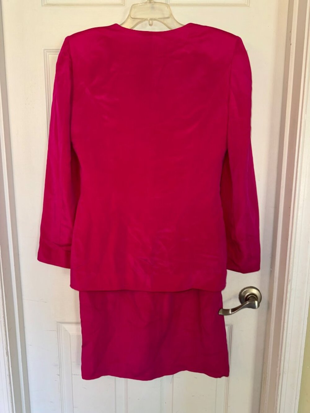 Vintage August Silk Sheath Dress Suit Set Fuchsia Pink Professional Office 8 - Picture 10 of 15